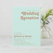 Retro Strand | Uitnodiging voor aqua bruiloftsfees (Staand voorkant)