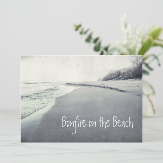 Retro strand vreugdevuur op het strand Cool Kaart (Staand voorkant)