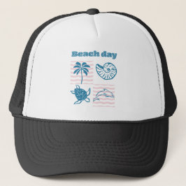 Retro stranddag kust trucker pet