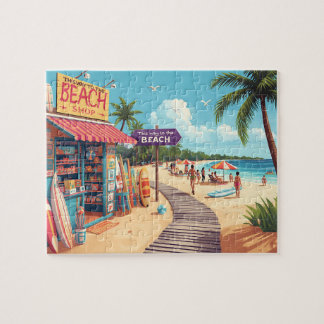 Retro strandwinkel & promenade vakantiesfeer legpuzzel