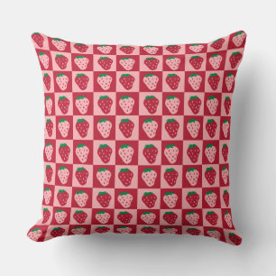 Retro Strawberry Checkerboard patroon Kussen