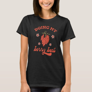 Retro Strawberry doet m'n best Happy Mind Ha T-shirt