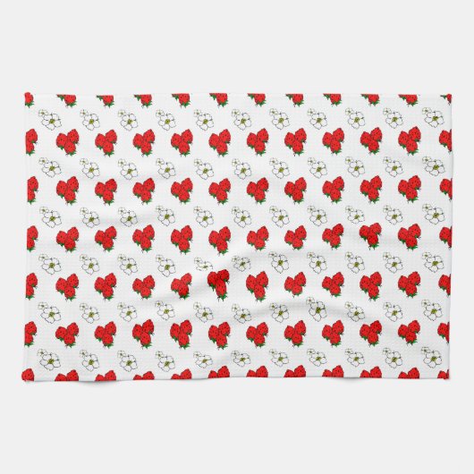 Retro Strawberry en Flowers Pattern Theedoek (Horizontaal)