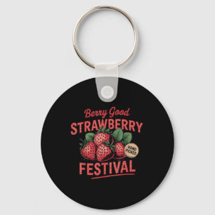 Retro Strawberry Festival Een goede tijd zomer Sleutelhanger