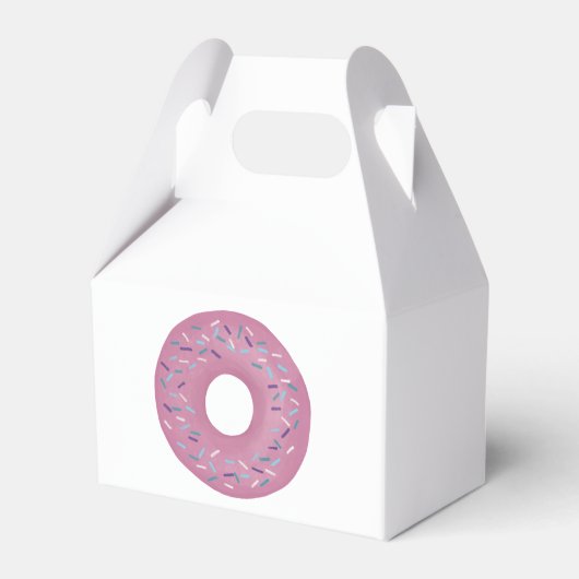 Retro Strawberry Pink Glazed Donut met Sprinkles Bedankdoosjes (Voorkant Zijde)