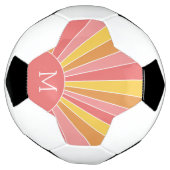 Retro streep sunrise - pastel koraal roze monogram voetbal (Gedraaid)