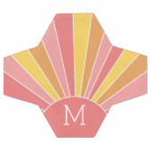 Retro streep sunrise - pastel koraal roze monogram voetbal (Enkel)