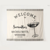 Retro Strepen Bachelorette Feest Achtergrond Cockt Wandkleed (Voorkant (horizontaal))