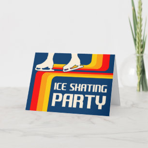 retro - strepen ijsschaatsen uitnodiging