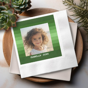 Retro Strepen - Kerstgroen - Eenvoudige Foto Servet