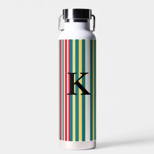 Retro strepen kleurrijke monogram initiaal letter waterfles