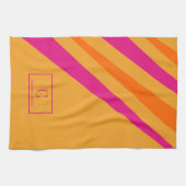 Retro Strepen Monogram Vet Sinaasappel Roze Theedoek (Horizontaal)