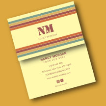 Retro Strepen Monogram Zakelijke Kaart