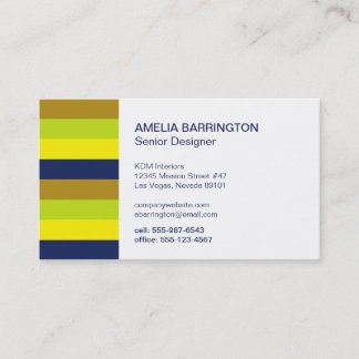 Retro strepen navy yellow creative professional visitekaartje