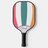 Retro strepen,  Rainbow Script Monogrammed Pickleball Paddle (Achterkant)