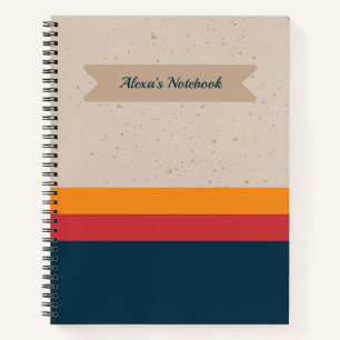 Retro strepen Sunset & Leisteen Notitieboek