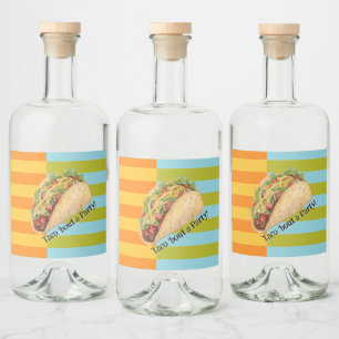 Retro Strepen Taco 'bout een Feest Likeurfles Etiket