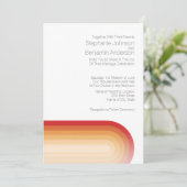 Retro strepen - Terra Cotta Sunset Modern Bruiloft Kaart (Staand voorkant)