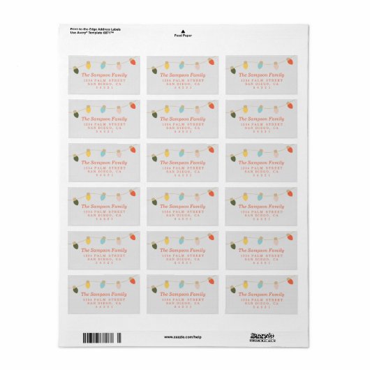 Retro String Lights Etiket (Full Sheet)
