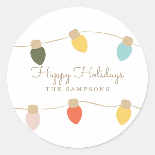 Retro String Lights Ronde Sticker (Voorkant)