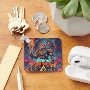 Retro strip astronaut grillt Sci-Fi Pop Art Sleutelhanger