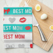Retro strip beste moeder harten lippen strik theedoek (Quarter Fold)