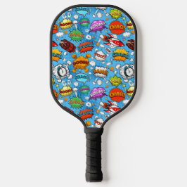 Retro strip spraakballen naadloos patroon pickleball paddle