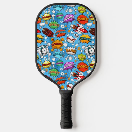 Retro strip spraakballen naadloos patroon pickleball paddle (Voorkant)