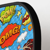 Retro strip spraakballen naadloos patroon pickleball paddle (Links Detail)