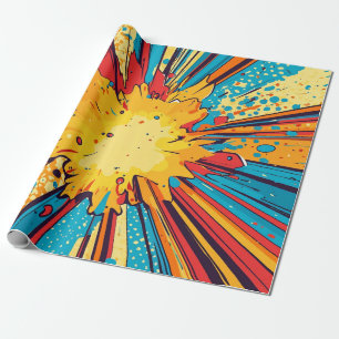 Retro stripboek gele explosie Pop Art Cadeaupapier