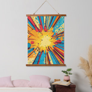 Retro stripboek gele explosie Pop Art Hangend Wandkleed