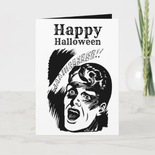 Retro stripboek man schreeuwt aangepaste tekst Hal Kaart