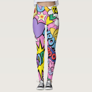 Retro stripboek pop art collage leggings