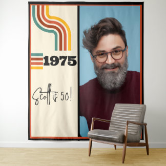 Retro Stripe  1975 Foto Tapestry Sinaasappel Wandkleed