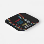 Retro Stripe 1975 Primaire kleuren Papieren Bordje (Gebogen)