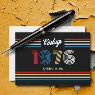Retro Stripe 1976 50ste verjaardag of reünie Kaart