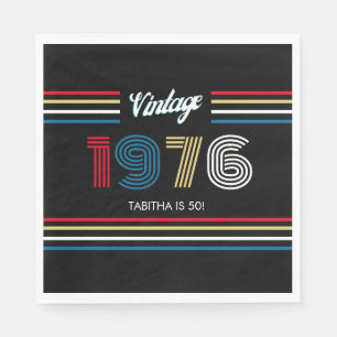 Retro Stripe 1976 50ste verjaardag of reünie Servet