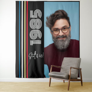 Retro Stripe  1985 40e verjaardag foto Wandkleed