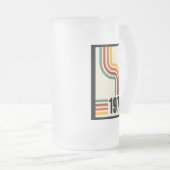 Retro Stripe 50e Verjaardag 1975 Rainbow Matglas Bierpul (Voorkant rechts)