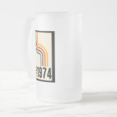 Retro Stripe 50e Verjaardag 1975 Rainbow Matglas Bierpul (Voorkant links)