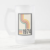 Retro Stripe 50e Verjaardag 1975 Rainbow Matglas Bierpul (Links)