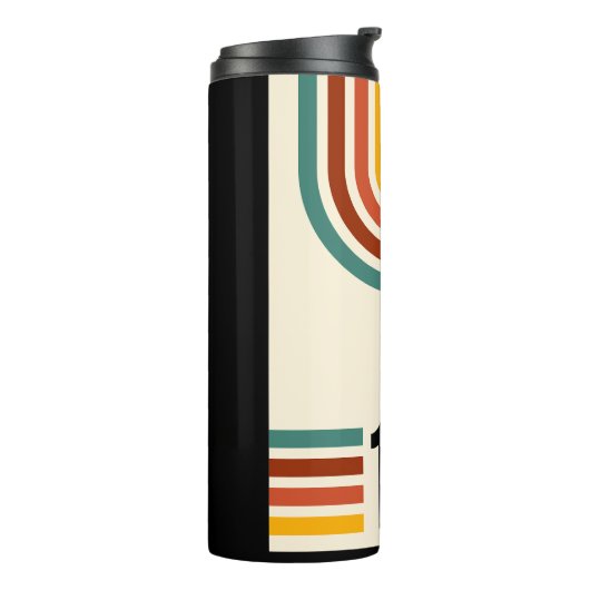 Retro Stripe 50e Verjaardag 1975 Rainbow Thermosbeker (Gedraaid links)