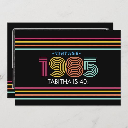  Retro Stripe Cassette Neon Kleuren 1985 Kaart (Voorkant / Achterkant)