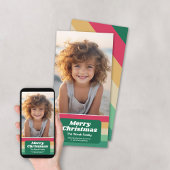 Retro Stripe Kerstmis Verticale Foto Feestdagenkaart