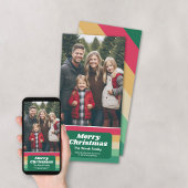 Retro Stripe Kerstmis Verticale Foto Feestdagenkaart