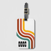 Retro Stripe Mid-Century Modern Bagagelabel (Voorkant (verticaal))