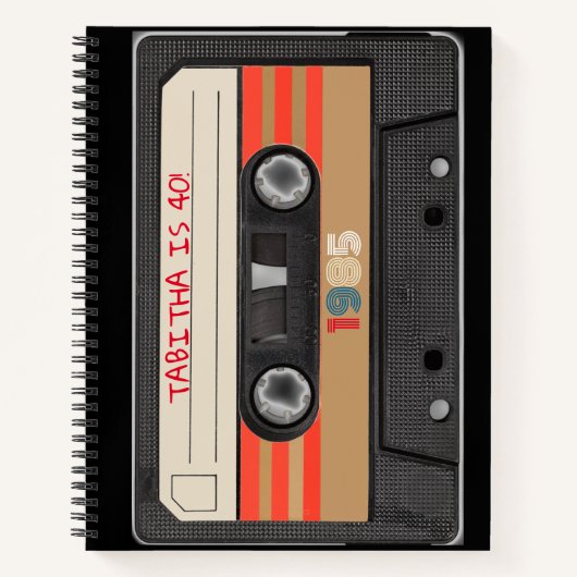 Retro Stripe Nummers 1985 40e Cassettebandje Notitieboek (Voorkant)