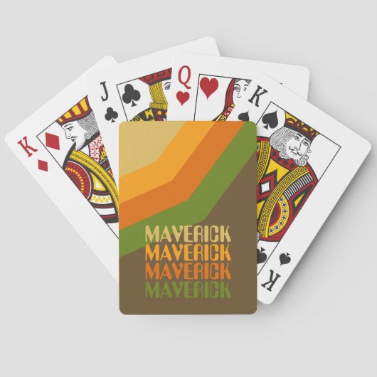 Retro Stripe Patroon Aardse Kleuren Herhalende Naa Pokerkaarten (Achterkant)