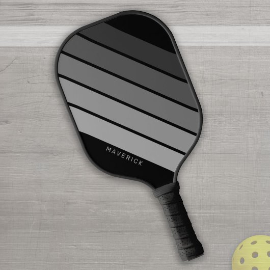 Retro Stripe Patroon Black Grey vibe Pickleball Paddle