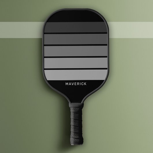 Retro Stripe Patroon Black Grey  vibe Pickleball Paddle